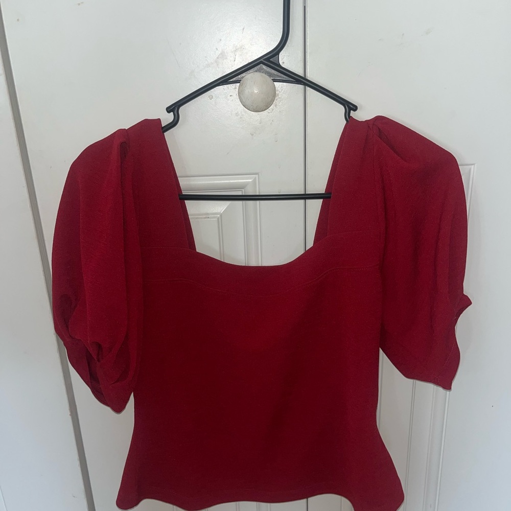 Banana Republic Red Puff Sleeve Blouse